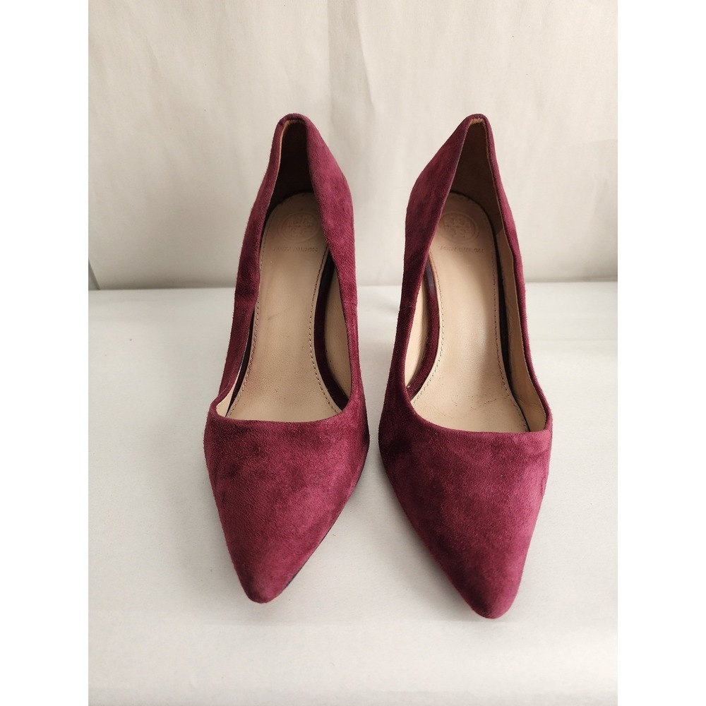 Tory Burch Burgundy Suede Pointed Toe Pumps Stiletto Heels Size 7.5M